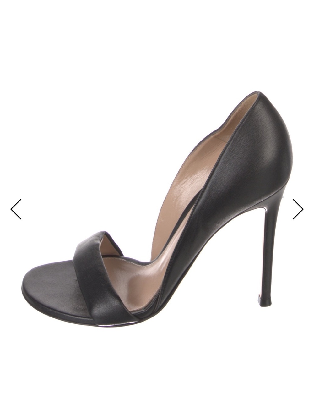 Gianvito Rossi Black Open-Toe Leather Stiletto Heel